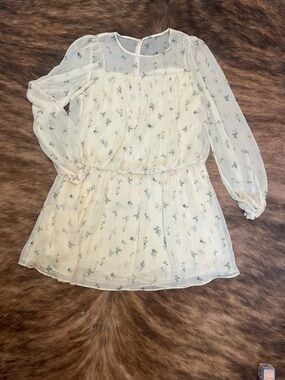 Adam Lippes Long Sleeve Mini Dress-Floral cottage core